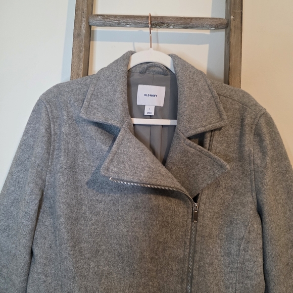 ⭐️40% Off⭐️ Old Navy Long Soft-Brushed Moto Coat in Heather Grey - Picture 7 of 12